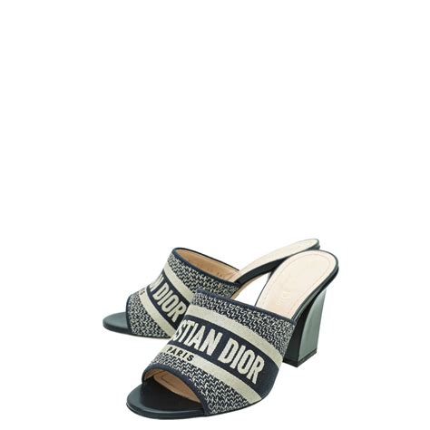 DIOR Dway Embroidered Cotton Heeled Mule Sandals 